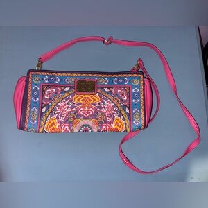 Nicole by Nicole Miller Pink and Blue Crossbody Bag